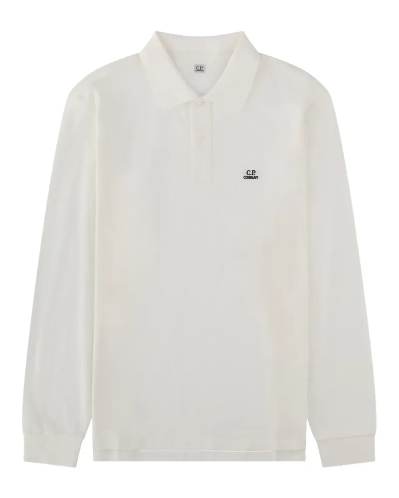 C.P. Company stretch piquet long-sleeve two-button polo - Weiß Weiß