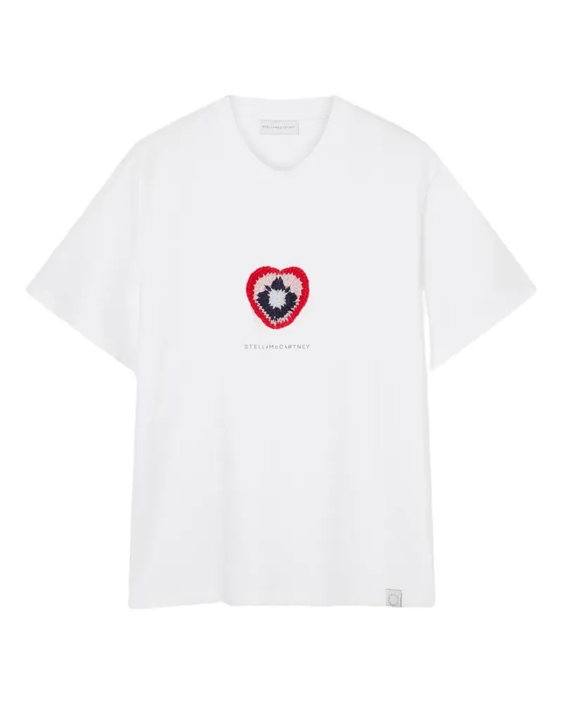 Stella McCartney T-Shirt mit gehäkeltem Herz - Weiß Weiß