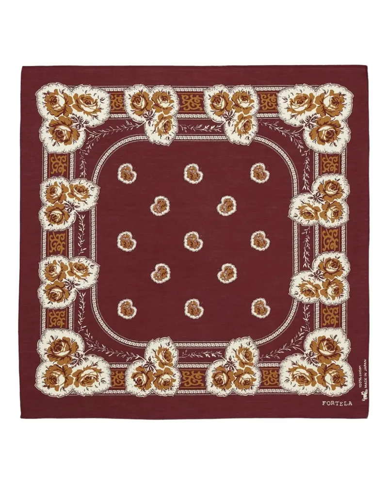 Fortela Geometrisches Bandana mit Blumenprint - Rot Rot