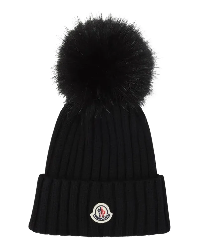 Moncler Gerippte Beanie - Schwarz Schwarz