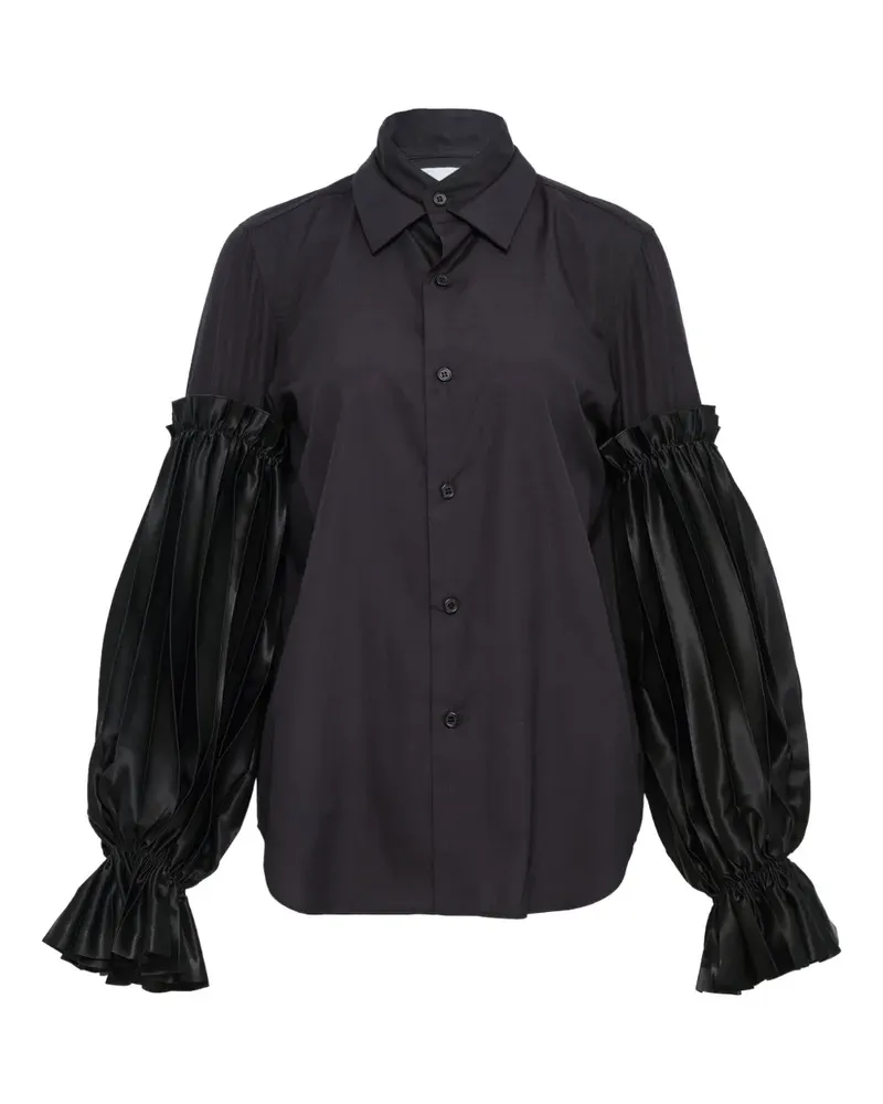 Noir Kei Ninomiya ruffled long-sleeve blouse - Schwarz Schwarz