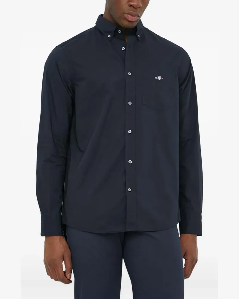 Gant Hemd mit Logo-Stickerei - Schwarz Schwarz