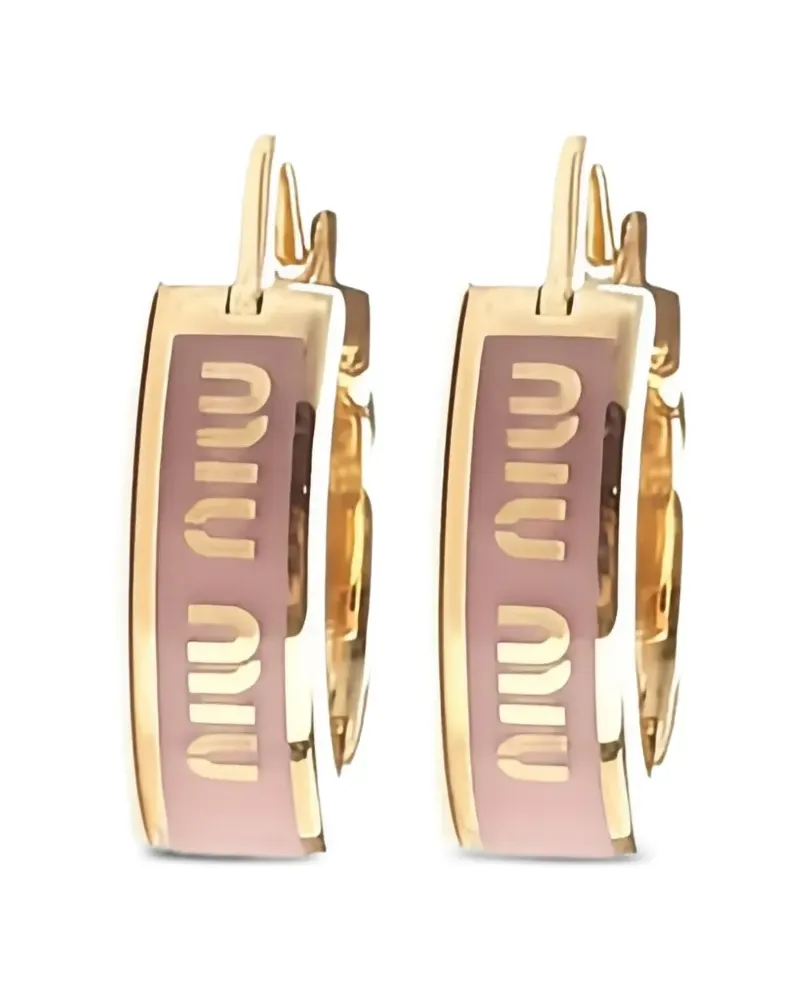 Miu Miu Creolen mit Logo-Gravur - Gold Gold