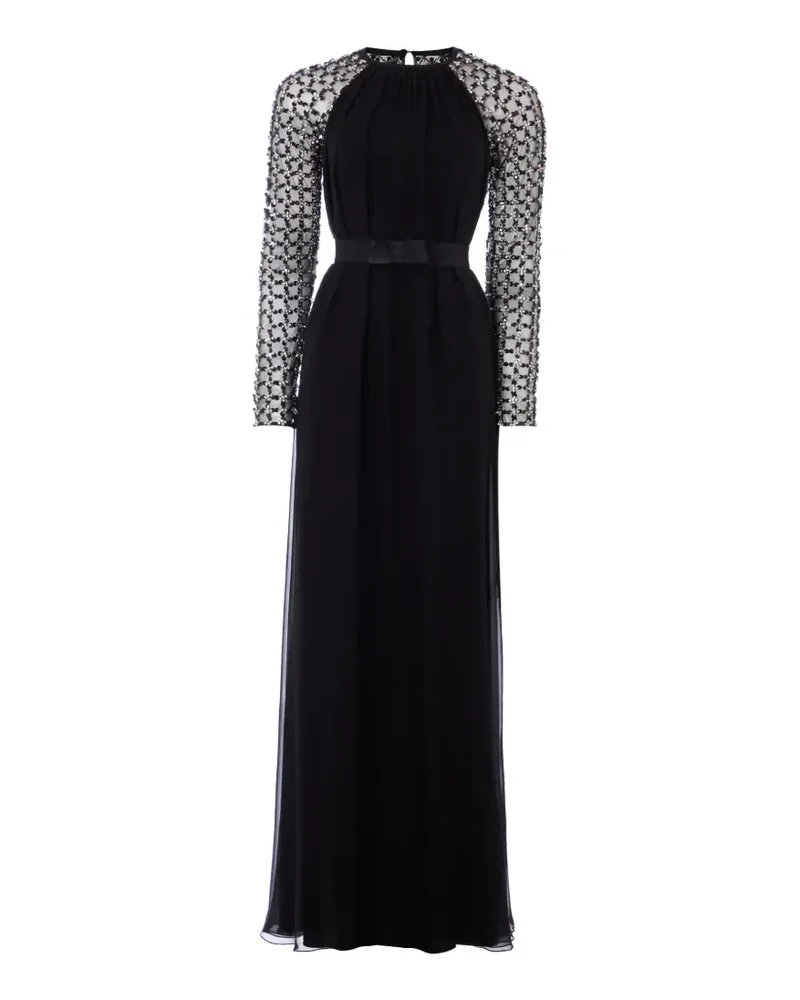 Temperley London Angelli lattice-sleeve maxi dress - Schwarz Schwarz