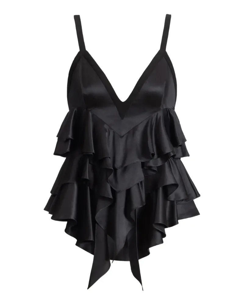 Balmain Satintop mit schmalen Trägern - Schwarz Schwarz