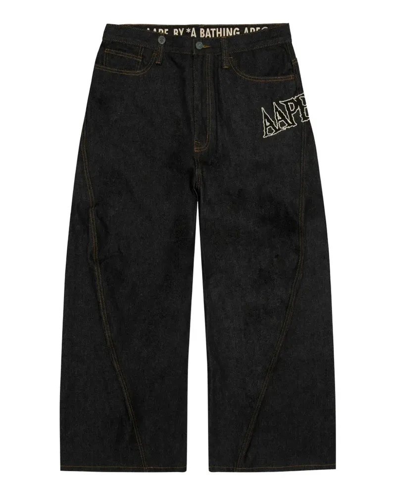 BAPE Hose mit Logo-Stickerei - Blau Blau