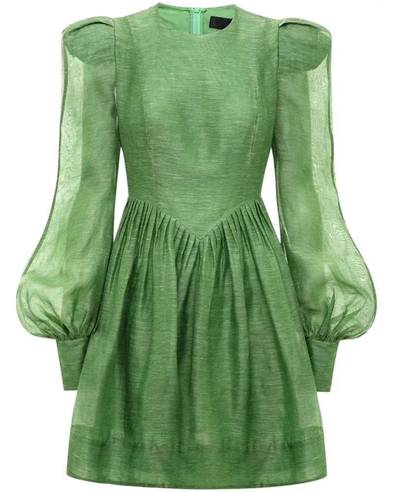 LEO LIN Elena Minikleid mit betonten Schultern Grün
