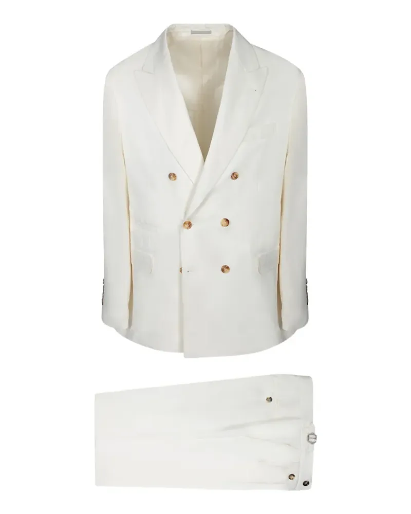 Brunello Cucinelli peaked-lapel double-breasted suit - Weiß Weiß