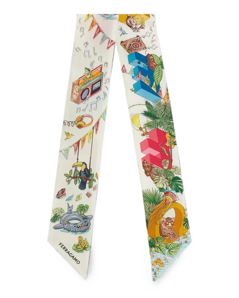 Ferragamo Jungle Party graphic-print bandeau scarf - Nude Nude
