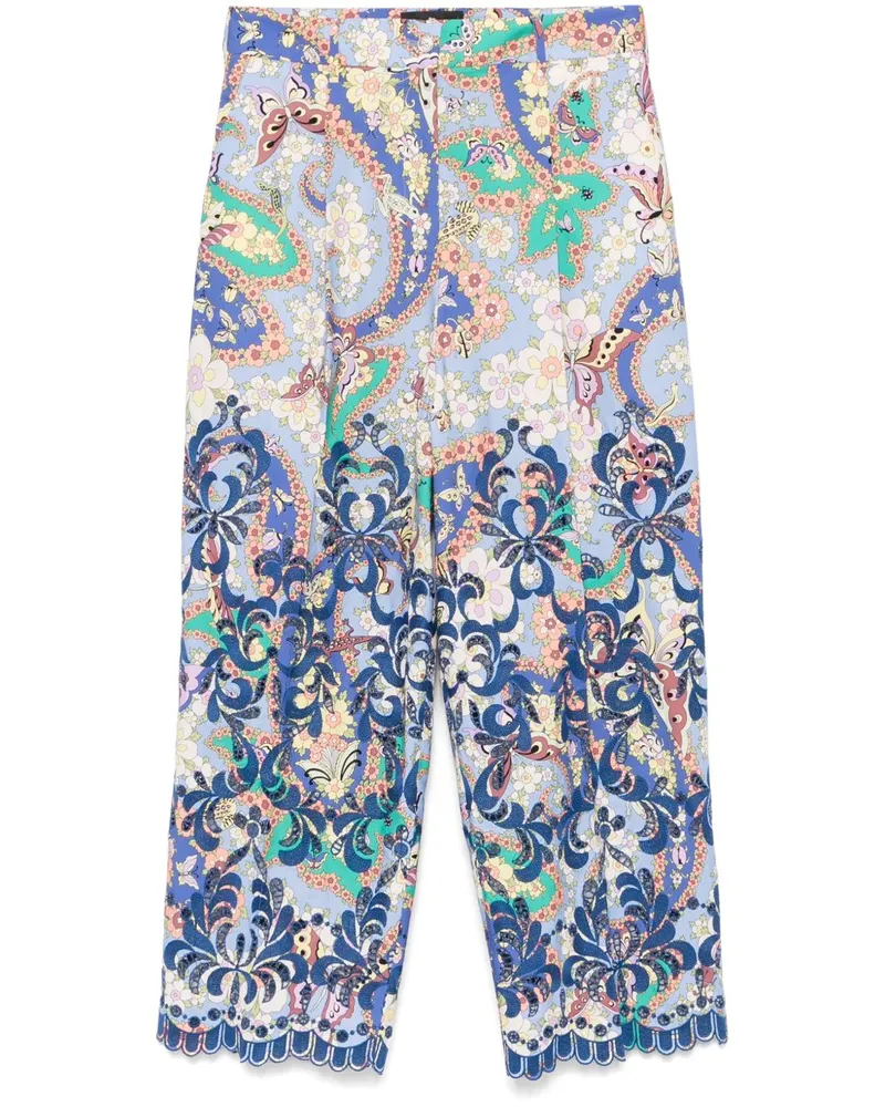 Etro Hose mit Blumen-Print - Blau Blau