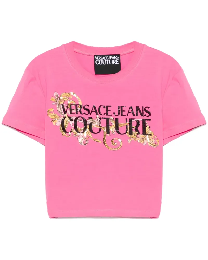 Versace Jeans Crystal Outline Barocco T-Shirt - Rosa Rosa