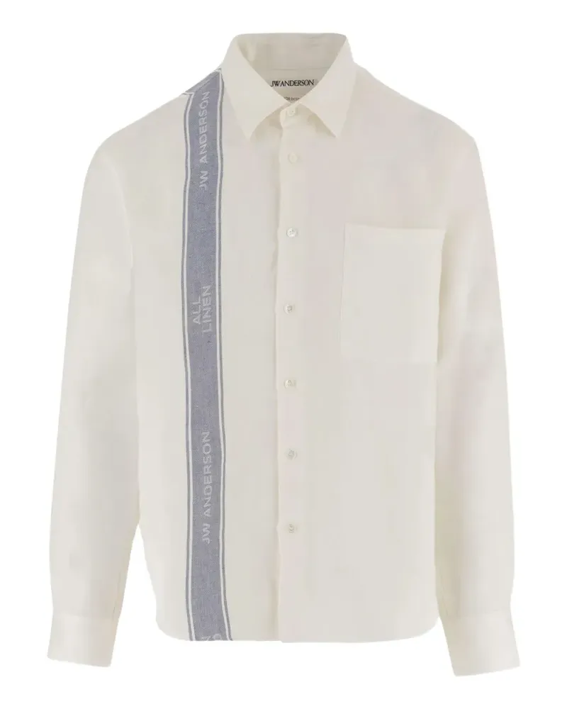 J.W.Anderson logo-stripe button-down linen shirt - Weiß Weiß