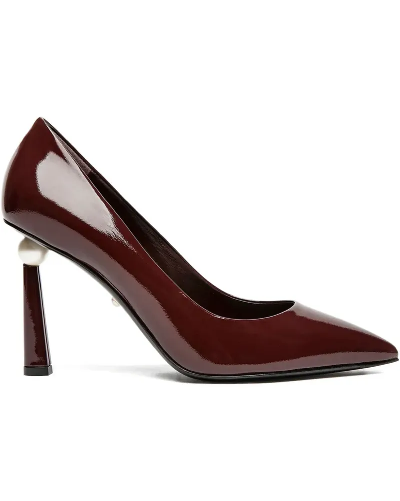 Alevì Lackleder-Pumps mit Perlenverzierung 95mm - Rot Rot