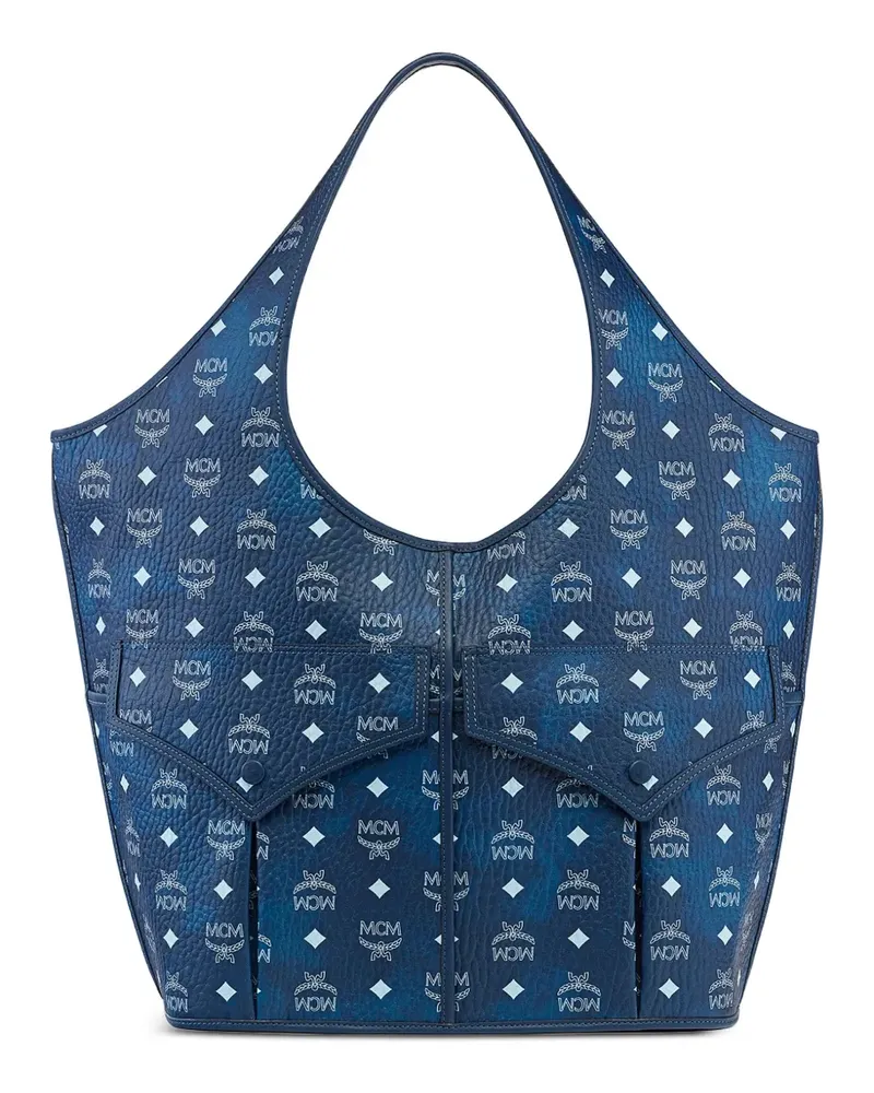 MCM Große Leni Visetos Tote Bag aus Canvas - Blau Blau
