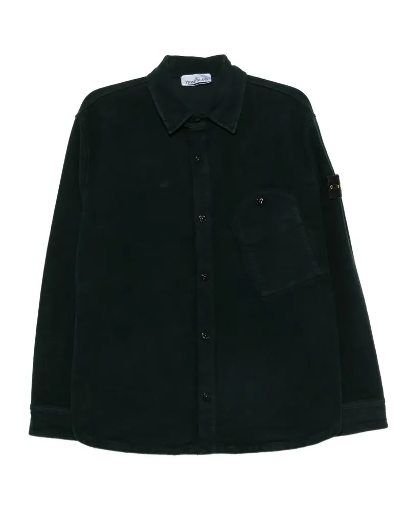 Stone Island Cordhemd mit Kompass-Patch - Grün Grün