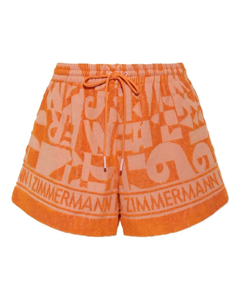 Zimmermann Shorts aus Frottee mit Logo-Print - Orange Orange