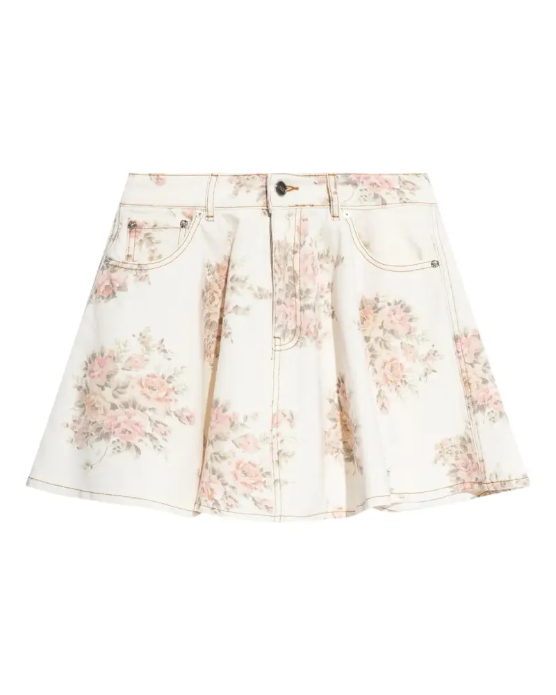 Ganni floral-print mini skirt - Nude Nude