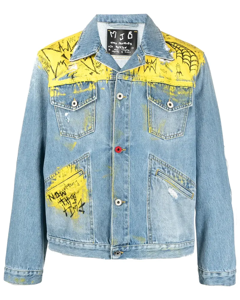 MJB Distressed-Jeansjacke mit Graffiti - Blau Blau