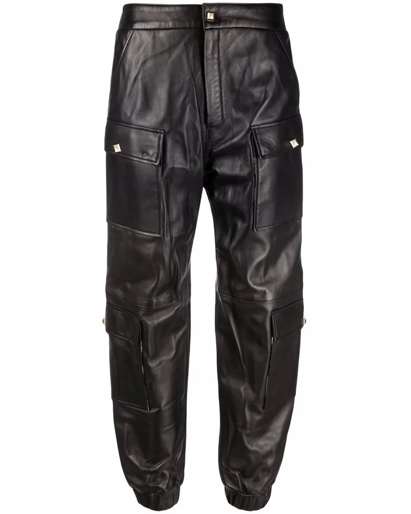 Philipp Plein Sporthose aus Leder - Schwarz Schwarz
