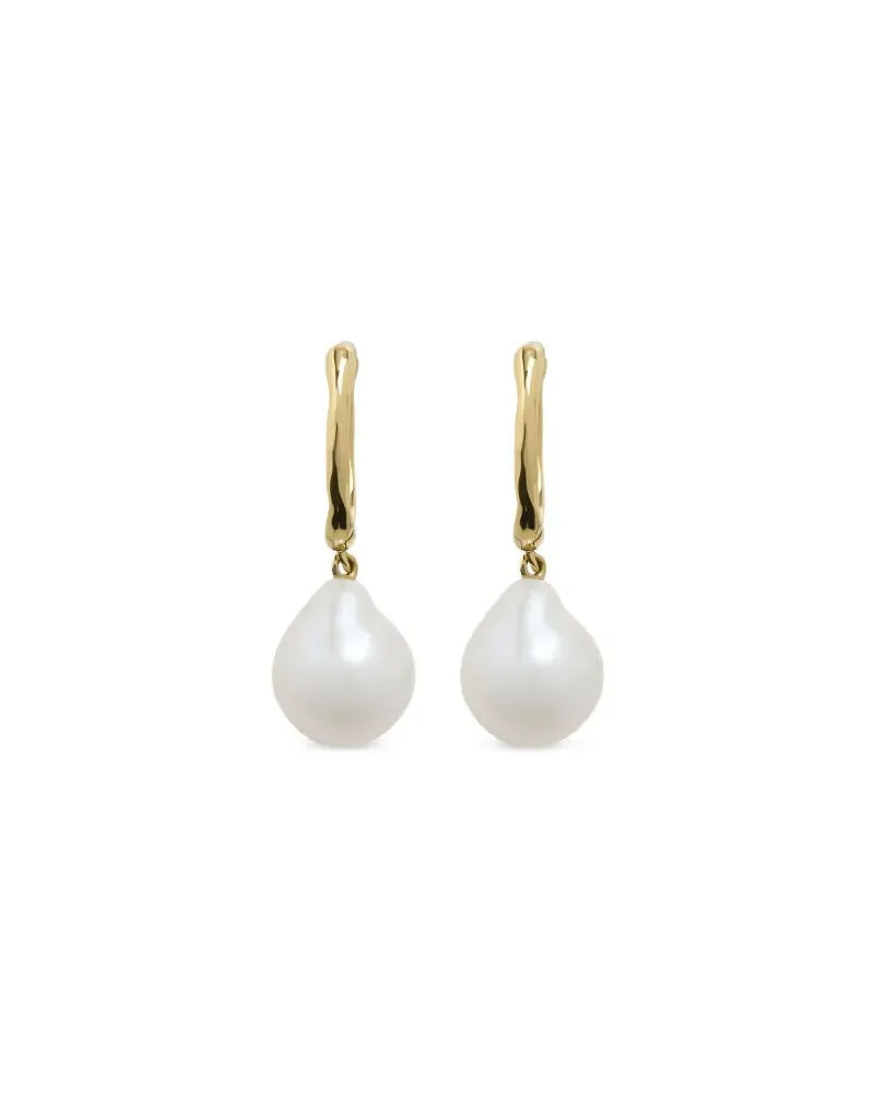 Monica Vinader Kleine 14kt Gelbgoldohrringe mit Barockperle Gold