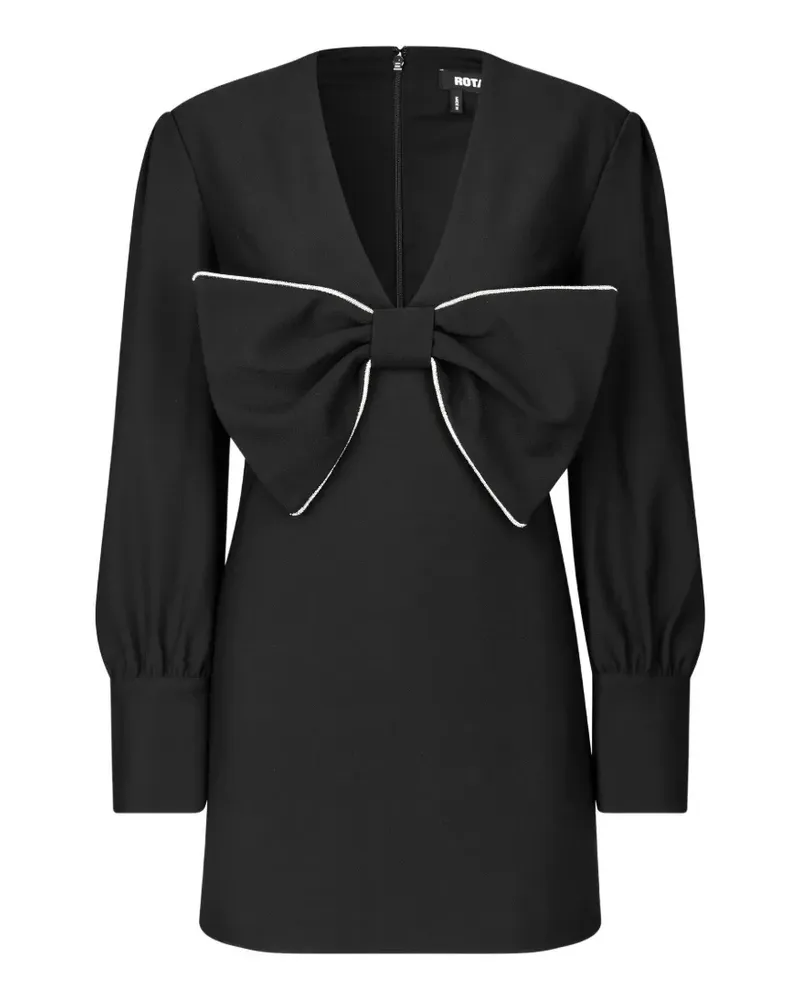ROTATE Birger Christensen Drapiertes Minikleid mit Schleife - Schwarz Schwarz