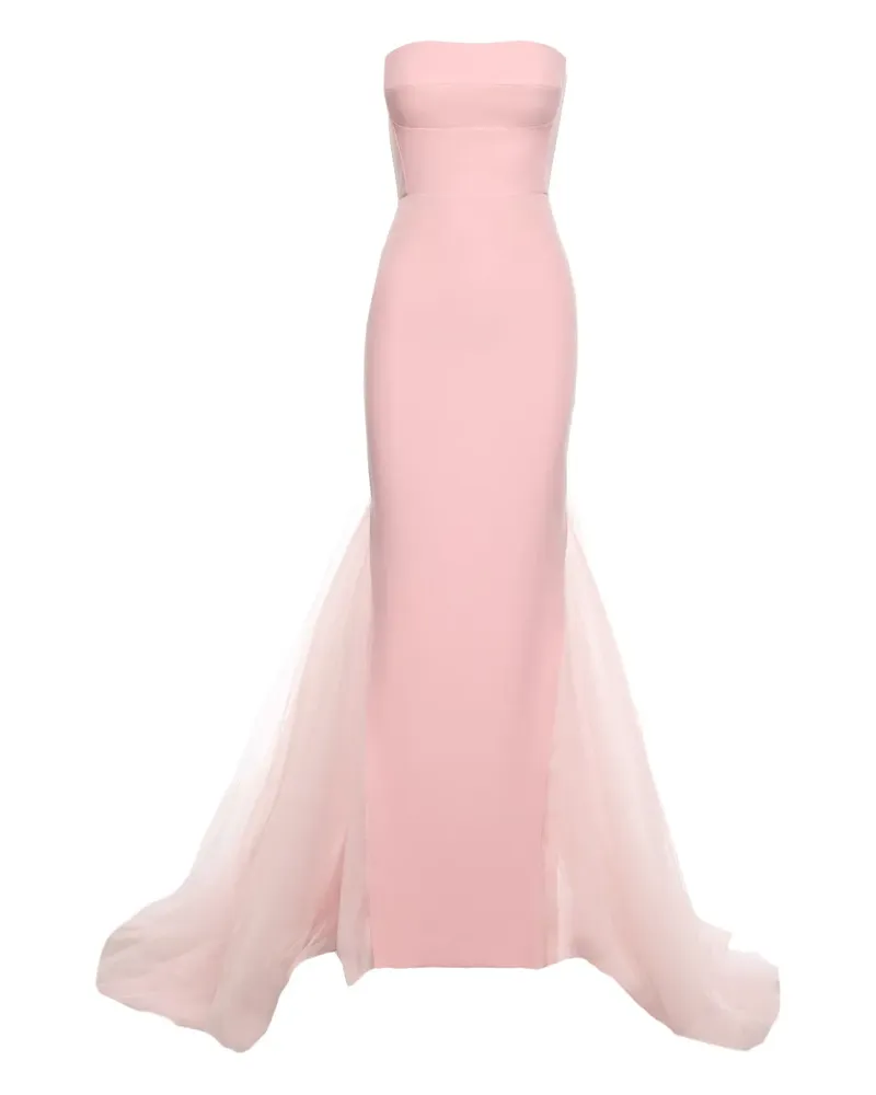 V:PM ATELIER Schulterfreies Abendkleid mit Tülleinsätzen - Rosa Rosa