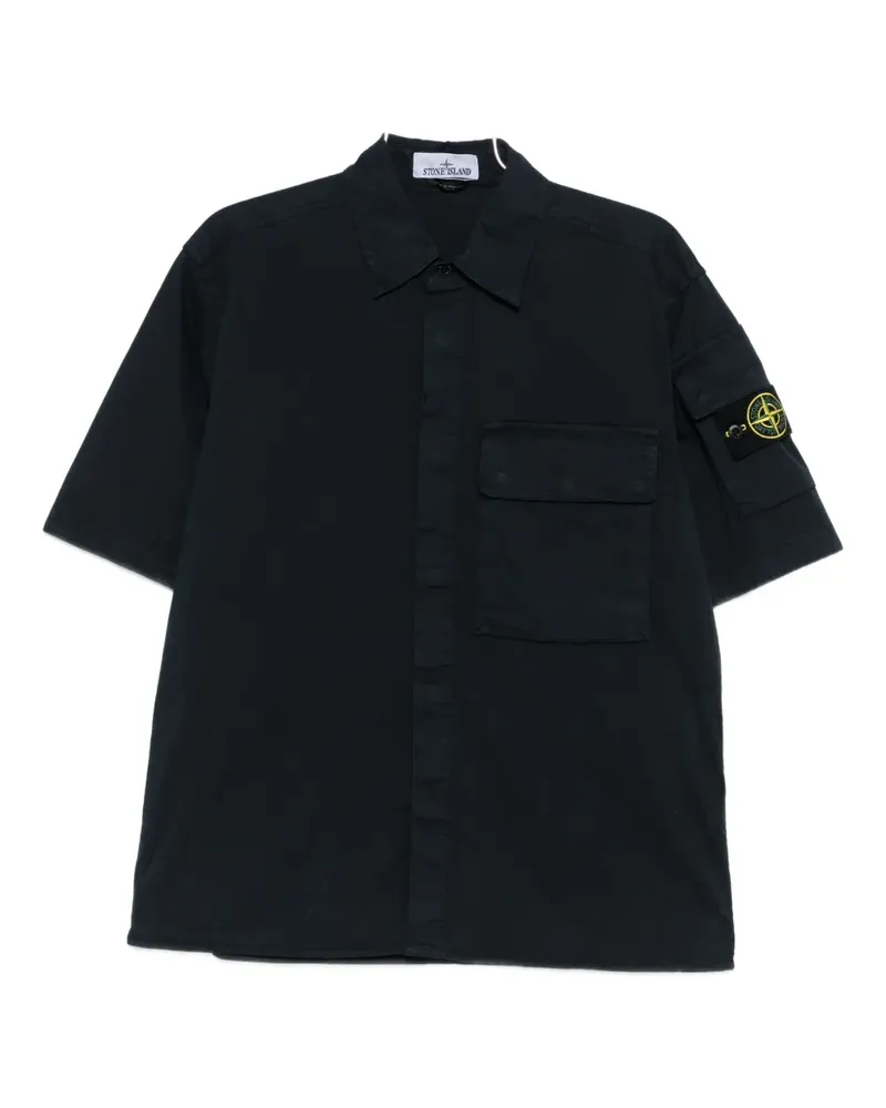 Stone Island Klassisches Twill-Hemd - Blau Blau