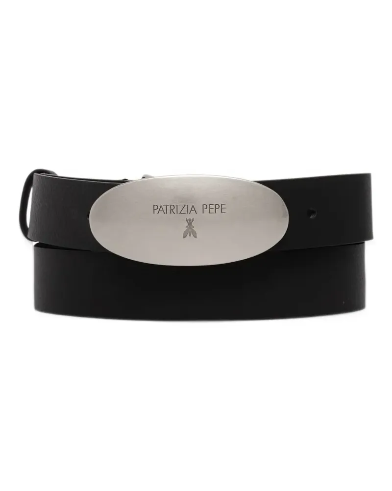 Patrizia Pepe logo-plaque pebbled belt - Schwarz Schwarz
