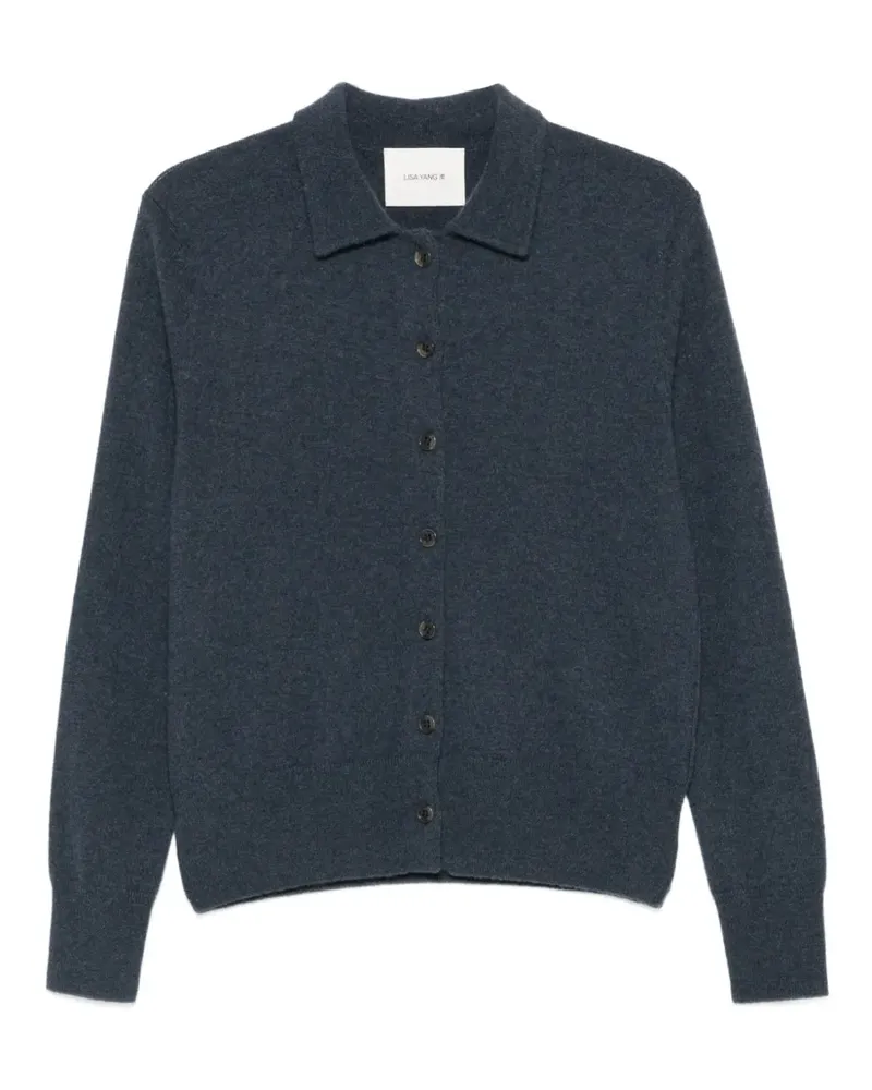 Lisa Yang Suzette Cardigan mit Poloshirtkragen - Blau Blau