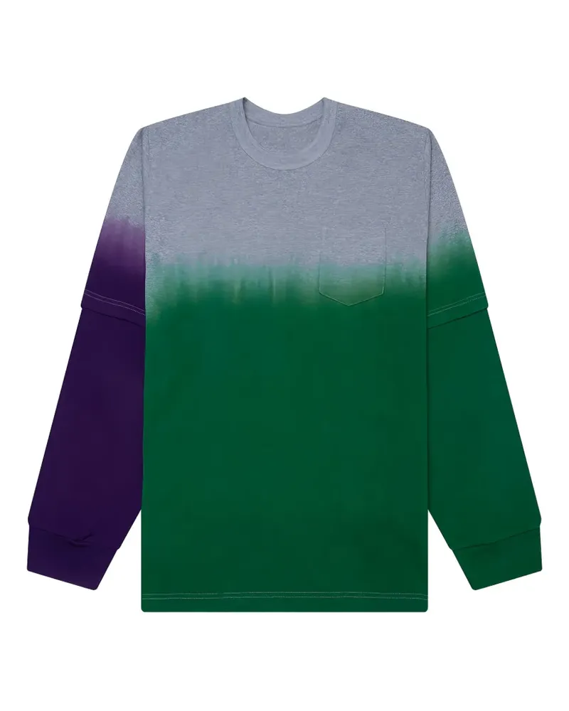 Sacai Langarmshirt mit bedruckter Tasche - Grün Grün
