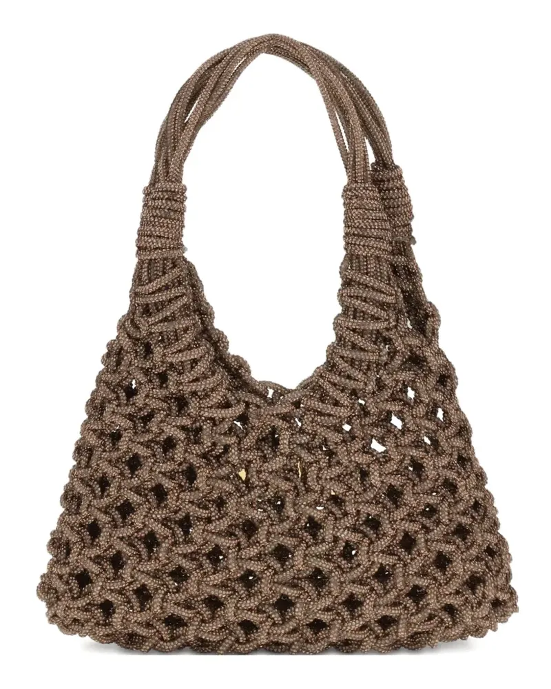 HIBOURAMA crystal-embellished woven shoulder bag - Braun Braun