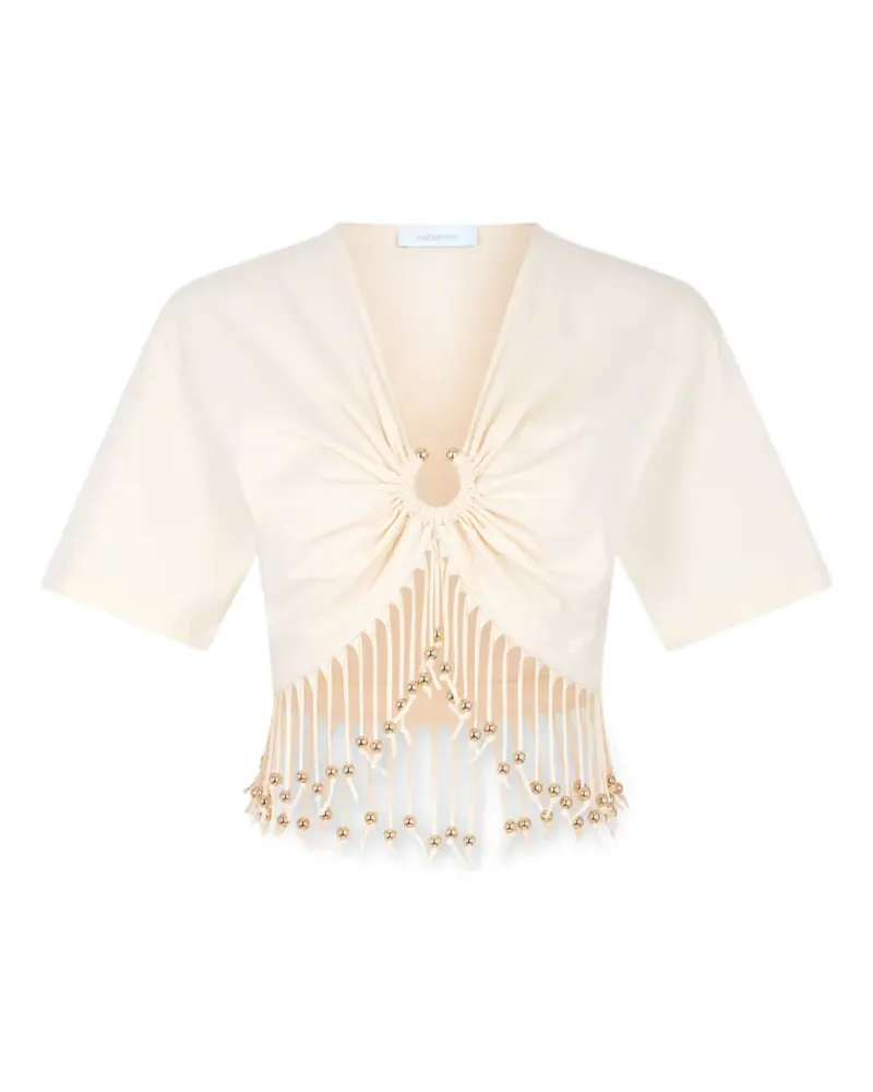 Paco Rabanne beaded fringe-detail crop top - Weiß Weiß