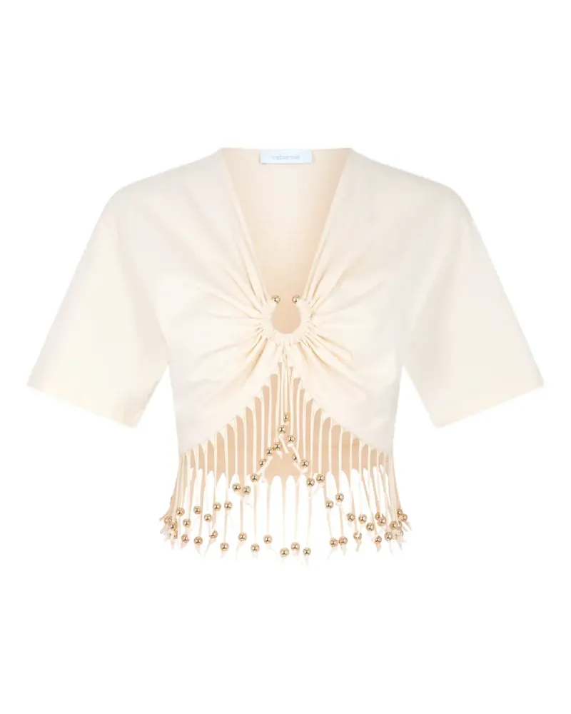 Paco Rabanne beaded fringe-detail crop top - Weiß Weiß