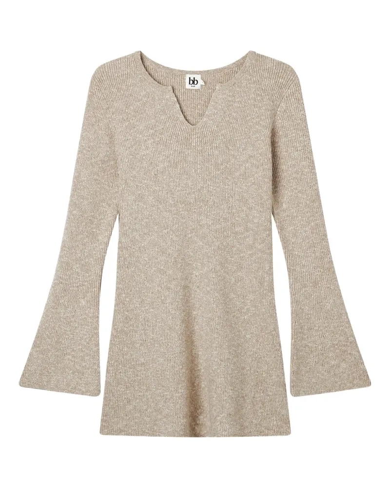 b+ab Ausgestelltes Minikleid mit V-Ausschnitt - Nude Nude