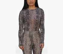 Langarmshirt mit Perlen-Schlangenmuster - Grau