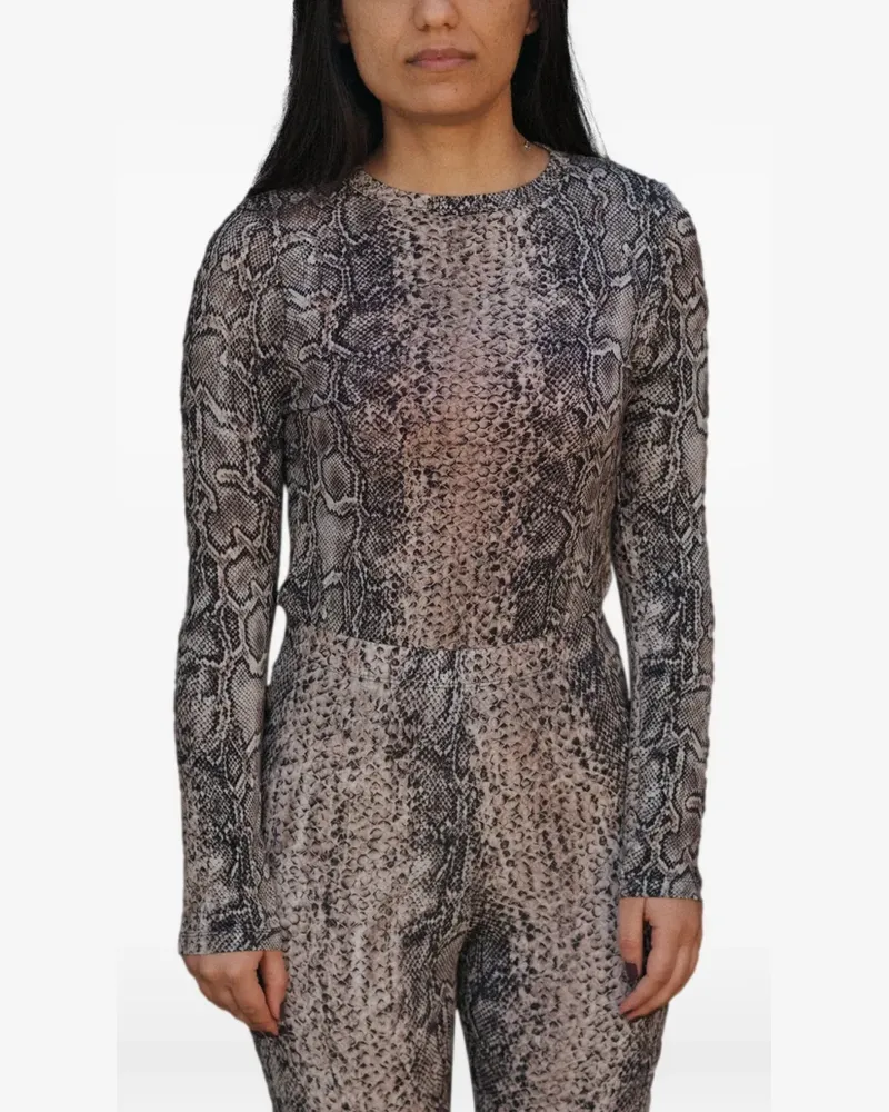 Baserange Langarmshirt mit Perlen-Schlangenmuster - Grau Grau