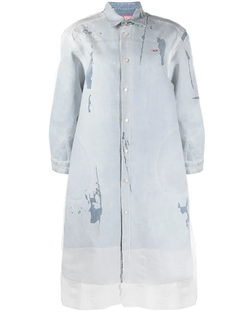 Diesel Jeans-Hemdkleid im Distressed-Look - Blau Blau