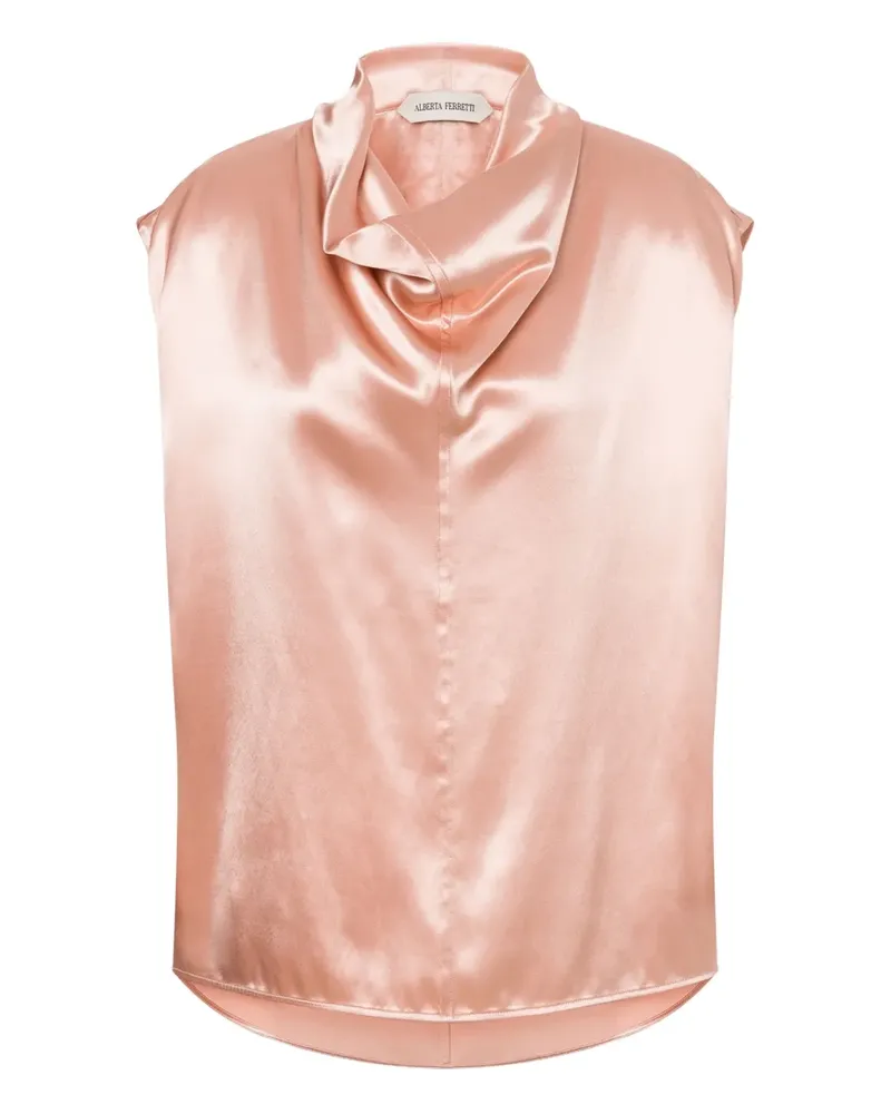 Alberta Ferretti Oberteil mit Wasserfallkragen - Rosa Rosa