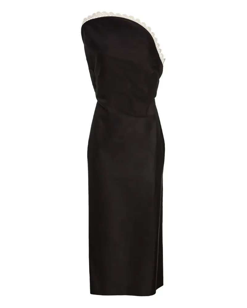 Magda Butrym Midikleid mit Spitzenbesatz - Schwarz Schwarz