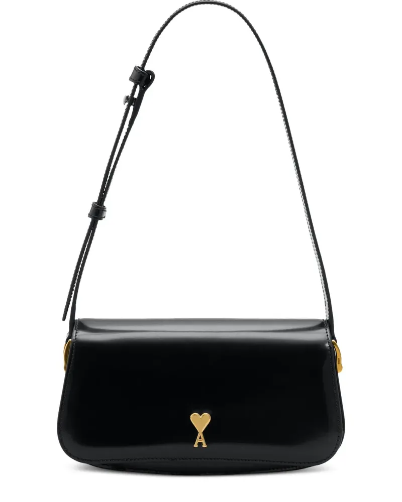 AMI Paris heart stud leather shoulder bag - Schwarz Schwarz