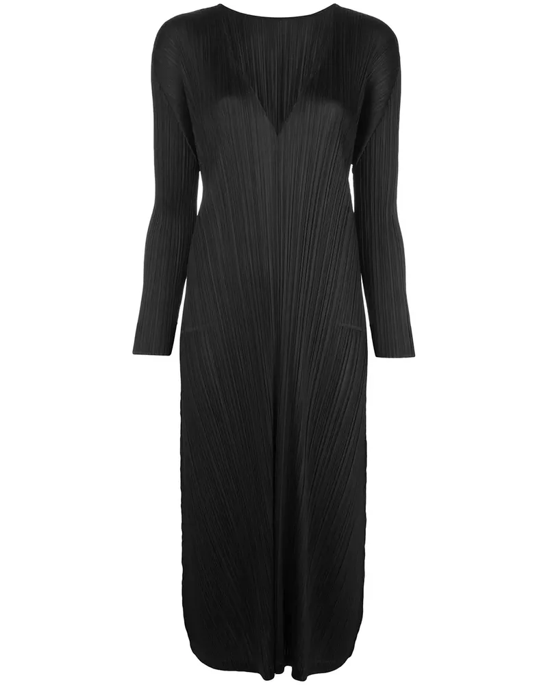 Issey Miyake Langärmeliges Midikleid - Schwarz Schwarz
