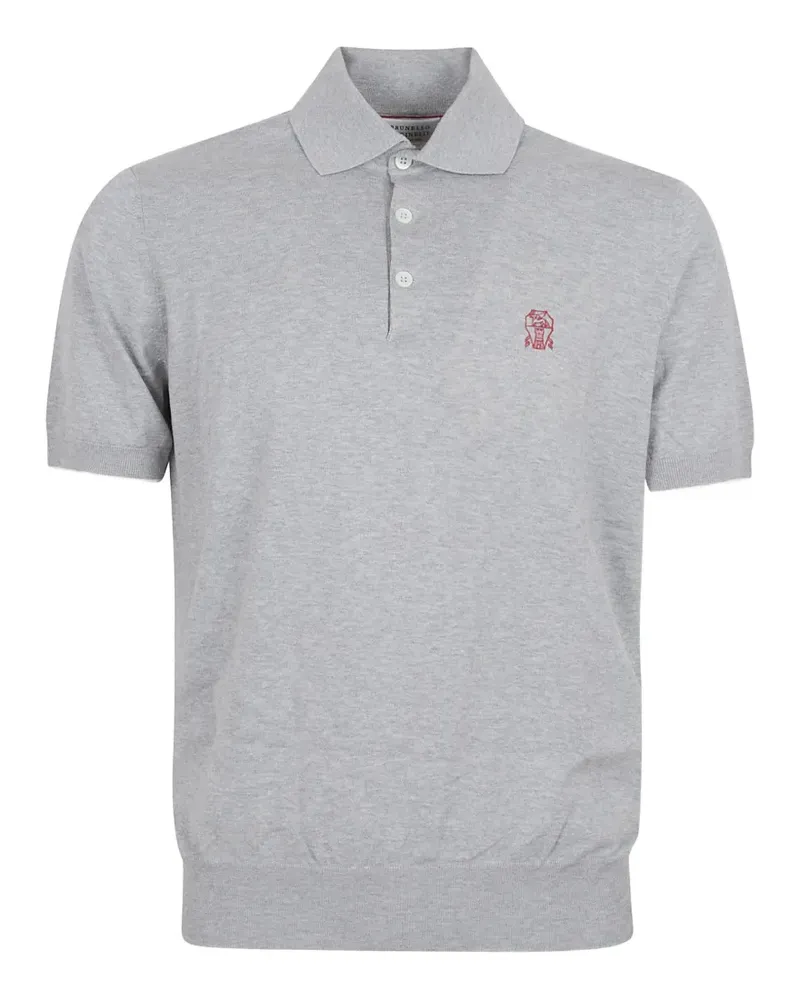 Brunello Cucinelli Poloshirt mit Logo-Stickerei - Grau Grau