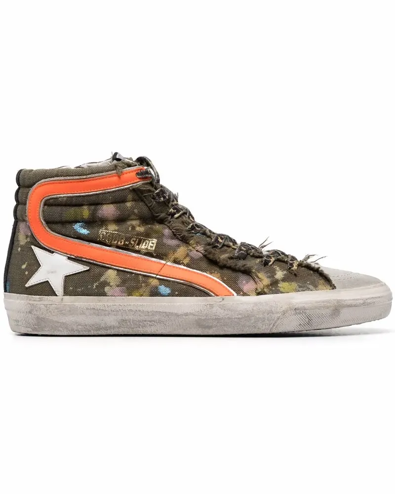 Golden Goose Slide High-Top-Sneakers mit Farbklecksen - Grün Grün