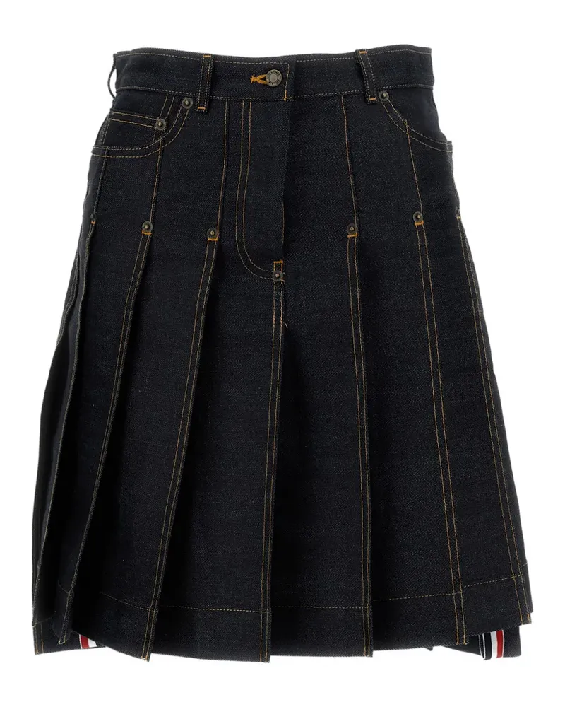 Thom Browne pleated asymmetric-hem mini skirt - Blau Blau