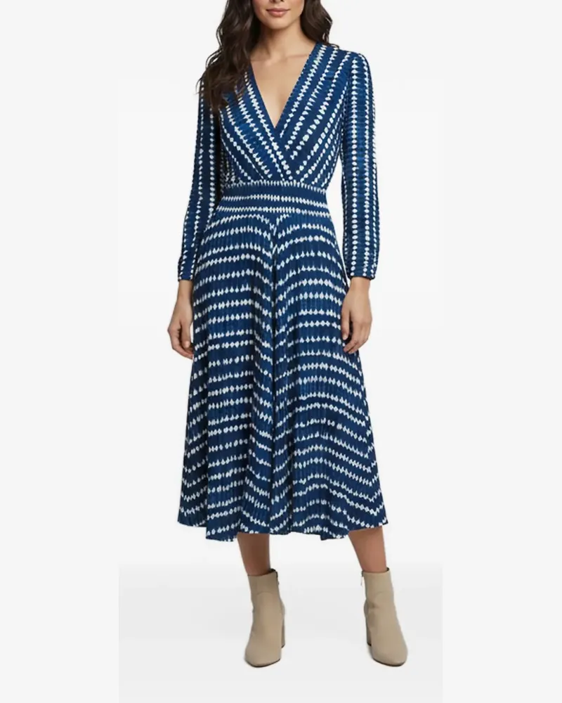 Maje Rayemitie Midikleid mit Batikmuster - Blau Blau