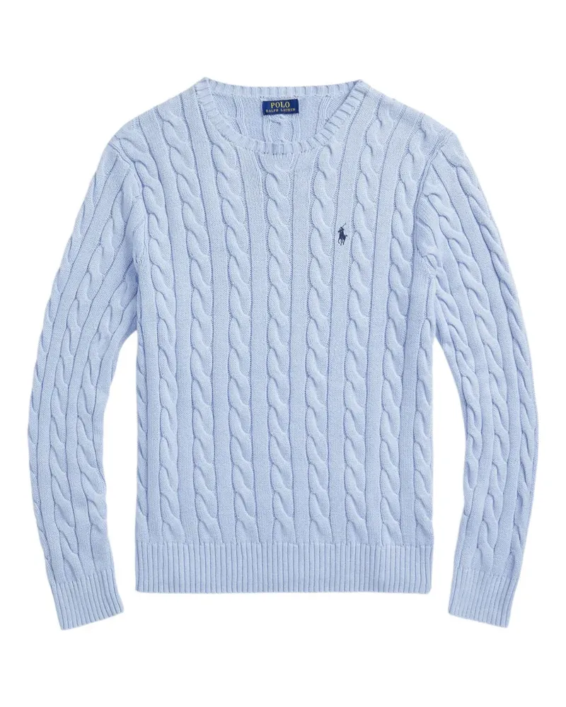 Ralph Lauren Bestickter Pullover mit Zopfmuster - Blau Blau