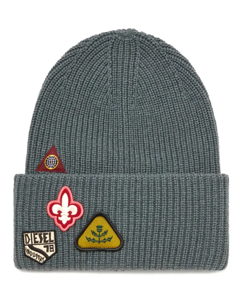 Diesel Gerippte K-Pha Strickbeanie - Grau Grau