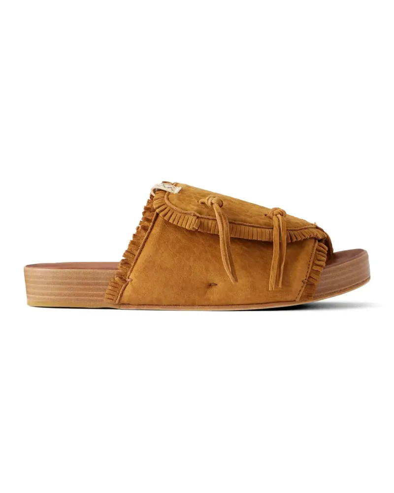 Visvim fringed leather slides - Braun Braun