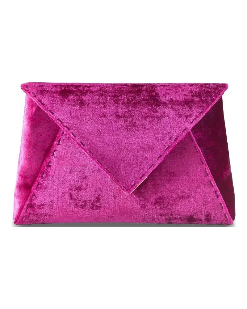 Tyler Ellis Lee Pouchet crushed velvet clutch bag - Rosa Rosa