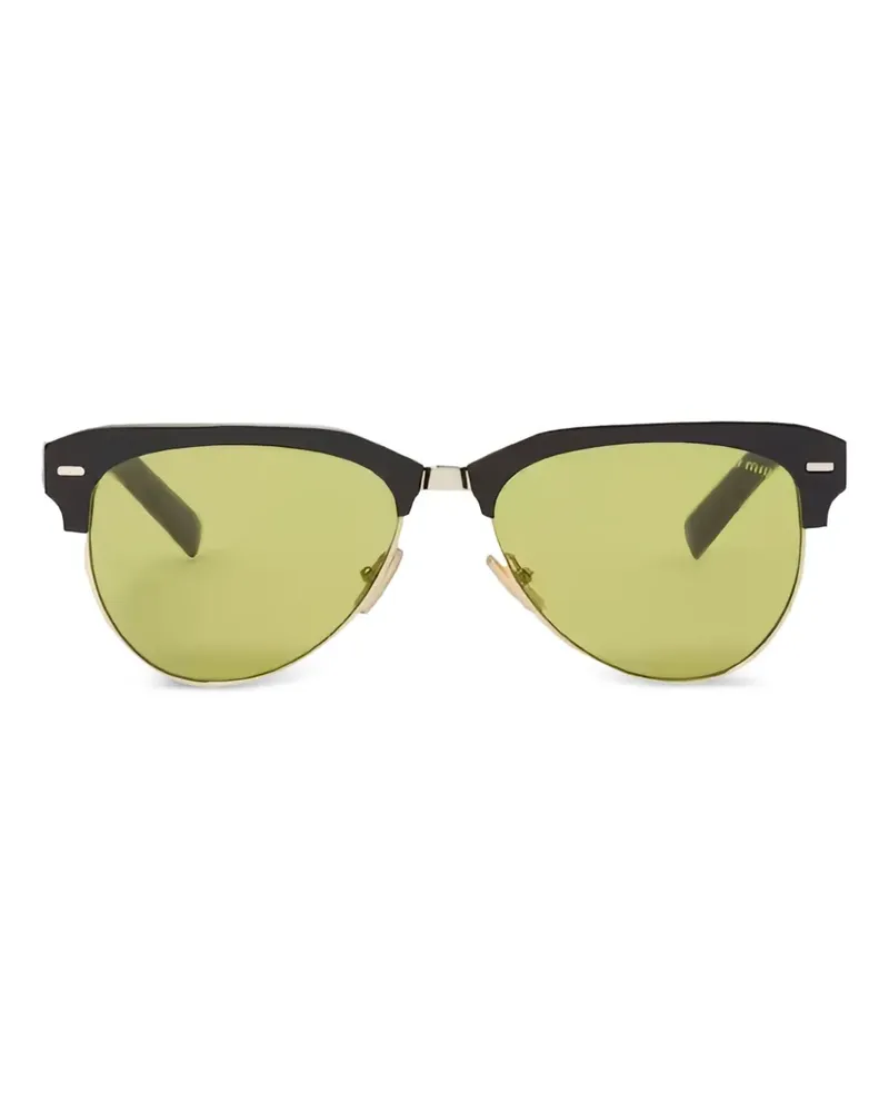 Miu Miu Azetat Sonnenbrille mit goldfarbenem Detail - Schwarz Schwarz